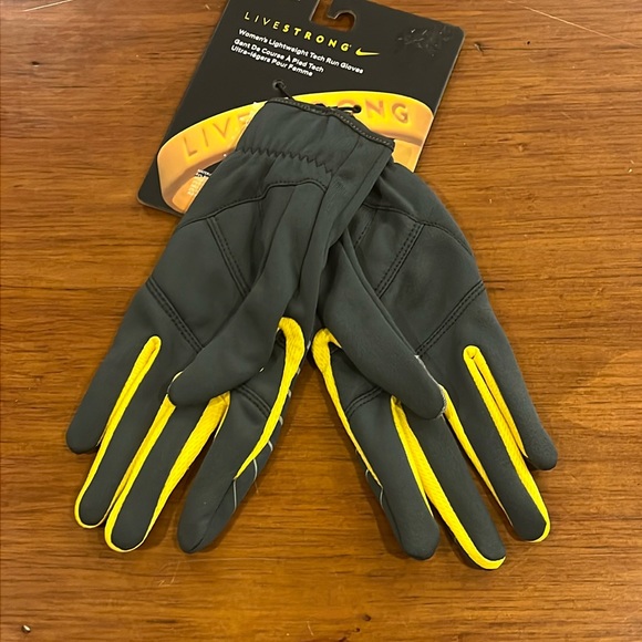 Nike Livestrong Tech Thermal Running Gloves Anthracite/Maize new Women's Medium - Picture 5 of 12